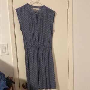 LOFT Blue Sleeveless Crew Neck Dress